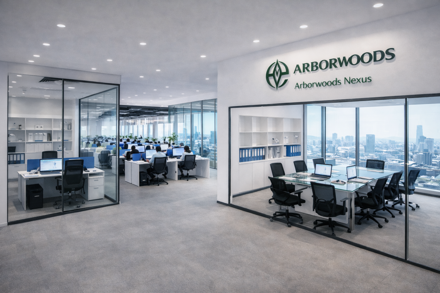 Arborwoods Nexus office workspace and meeting area